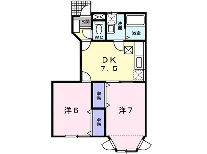 サン フォレスト I(2DK/1階)の間取り写真