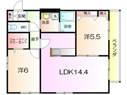 パナシェ諏訪森(2LDK/1階)の間取り写真