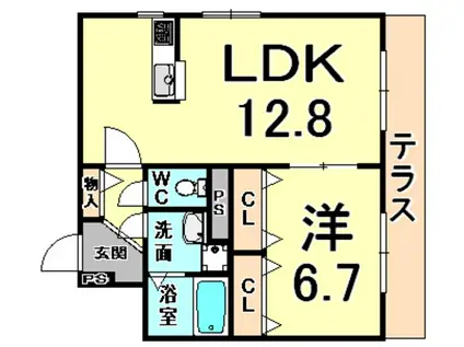 LA MAISON PARTIR(1LDK/1階)の間取り写真