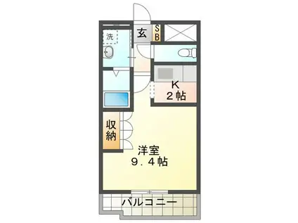 グランディール(1K/1階)の間取り写真