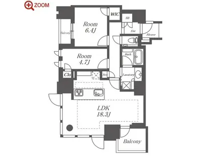 グランドメゾン名古屋駅(2LDK/9階)の間取り写真