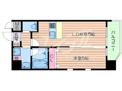 プレジオ江坂II(1LDK/9階)の間取り写真