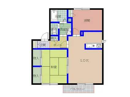 ヴィルヌーブ A棟(2LDK/2階)の間取り写真