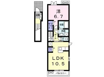 ココ ガーデン(1LDK/2階)の間取り写真