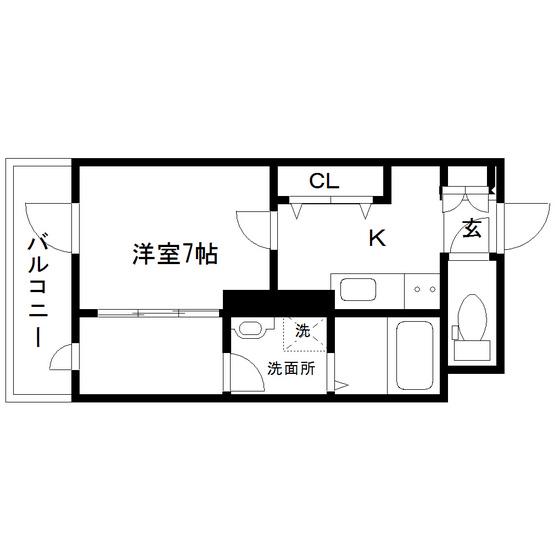 バリューIII(1K/1階)の間取り写真