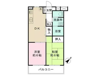 メゾンディボワール(2LDK/2階)の間取り写真