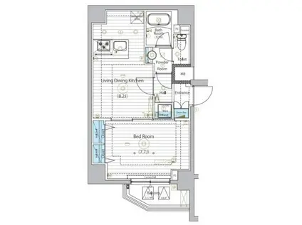 MAXIV浅草ミライズ(1LDK/7階)の間取り写真