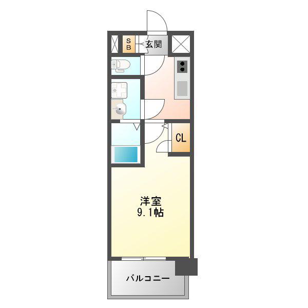 スプランディッドI(1K/6階)の間取り写真