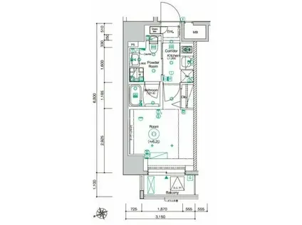 SYFORME NISHI-OI(1K/6階)の間取り写真