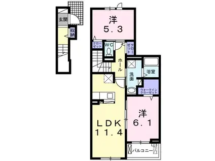 クリサンテーム II(2LDK/2階)の間取り写真