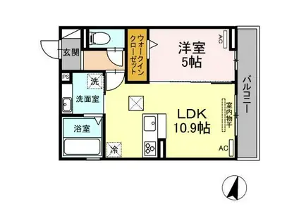 メゾン如庵(1LDK/1階)の間取り写真