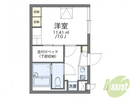 レオパレスドミールブラシェ(1K/1階)の間取り写真