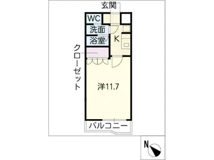 コンフォール三宅(1K/1階)の間取り写真