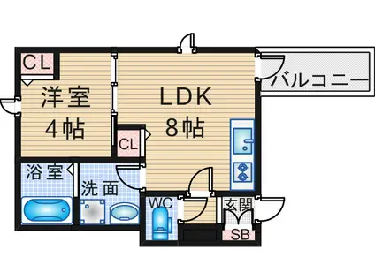 HGS服部天神(1LDK/3階)の間取り写真