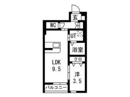PIA蒲町II(1LDK/1階)の間取り写真