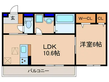 エレガンスビュー(1LDK/1階)の間取り写真