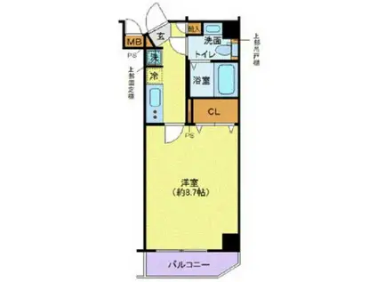 ディアレイシャス木場公園(1K/4階)の間取り写真