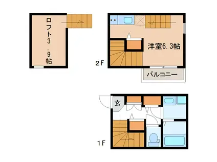 サンクブロンシェット(ワンルーム/1階)の間取り写真