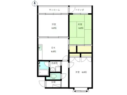 ホームタウン東力 北棟(3DK/4階)の間取り写真