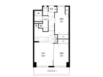 横田ファイブ(2LDK/11階)の間取り写真