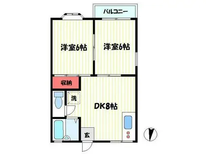 ハイツプピーラ(2DK/2階)の間取り写真