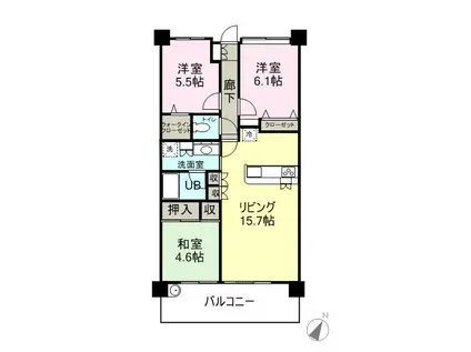ポレスター東尾道駅前1202号(2SLDK/12階)の間取り写真