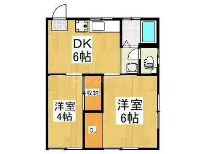 ランシール上尾本町(2DK/2階)の間取り写真
