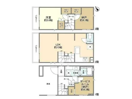KOLET浦安(1SLDK/1階)の間取り写真