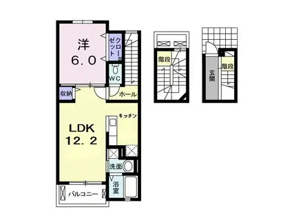 ゼフィロス北島(1LDK/3階)の間取り写真