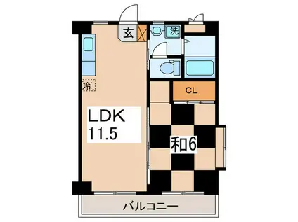 メゾンドゥカティ(1LDK/4階)の間取り写真