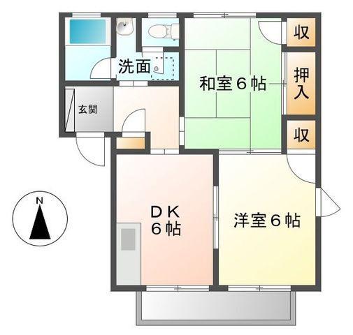 アジュール湘南(2DK/2階)の間取り写真