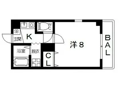 キャッスルエビス(1K/2階)の間取り写真