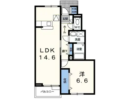 メルベーユ・レイメイ(1LDK/1階)の間取り写真