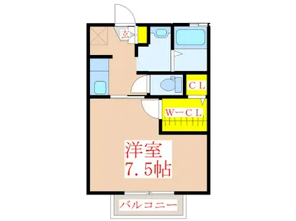 ガーデンプレイス広瀬 D棟(1K/1階)の間取り写真