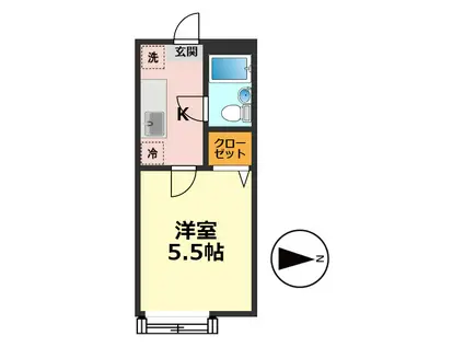 リューデスハイムB(1K/2階)の間取り写真