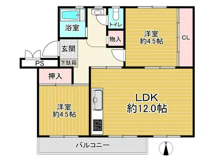柏町7号棟(2LDK/1階)の間取り写真