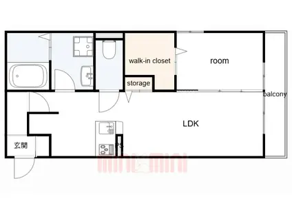 アルコバレーノ潤和(1LDK/1階)の間取り写真