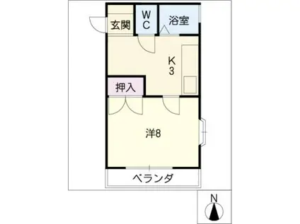 ドエルKM II(1K/3階)の間取り写真