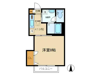 ジュネス桜丘(1K/1階)の間取り写真