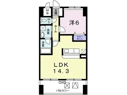 グローブ・アマランス(1LDK/3階)の間取り写真