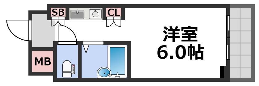 エムロード玉造(ワンルーム/6階)の間取り写真