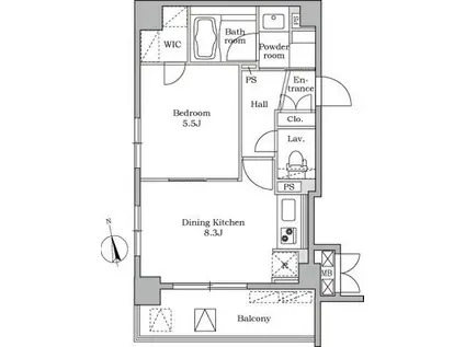 レジディア大井町II(1LDK/5階)の間取り写真