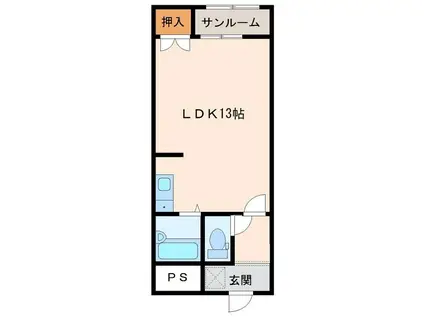 トレンディ伏見台(1DK/2階)の間取り写真