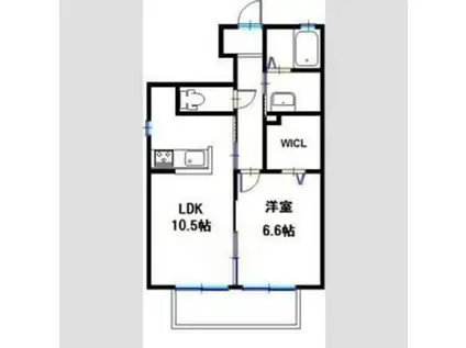 空KUUI棟(1LDK/1階)の間取り写真