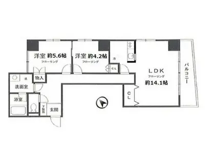 アムール(2LDK/7階)の間取り写真