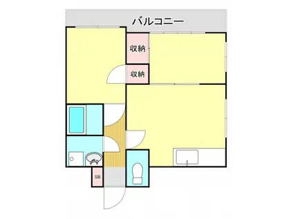 レジデンス五日市(2LDK/3階)の間取り写真