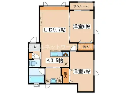 カーサ・グラシア(2LDK/1階)の間取り写真