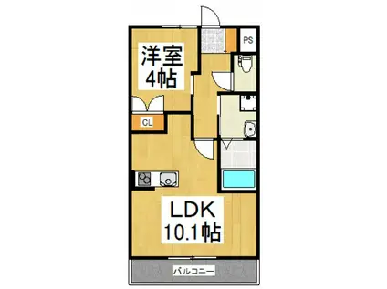 ライジング・サン(1LDK/1階)の間取り写真