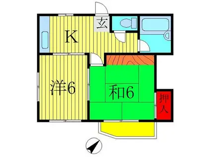 増尾ヒルズ(2K/1階)の間取り写真