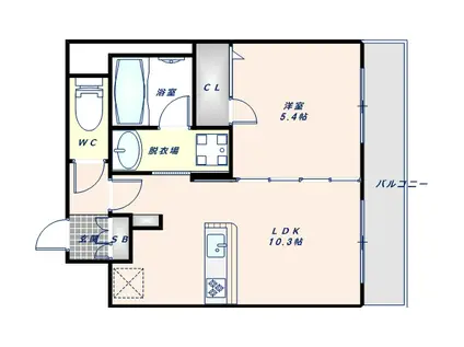 エムズアルテ上小阪(1LDK/2階)の間取り写真